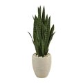 Gan Eden 40 in. Sansevieria Artificial Plant with Sand Colored Planter GA2623565